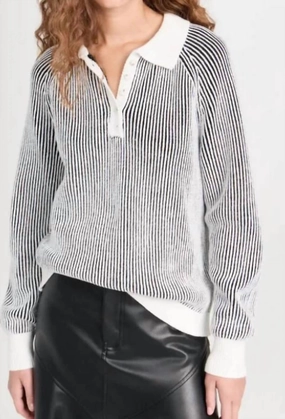 Sleek Wear Chilly Day Outfit Plaited Johnny Collar Pullover In Chalk Multi
