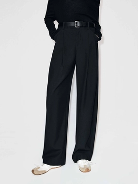 Pleated Barrel Leg Pants Breathable Waistband Quick Fit Wear