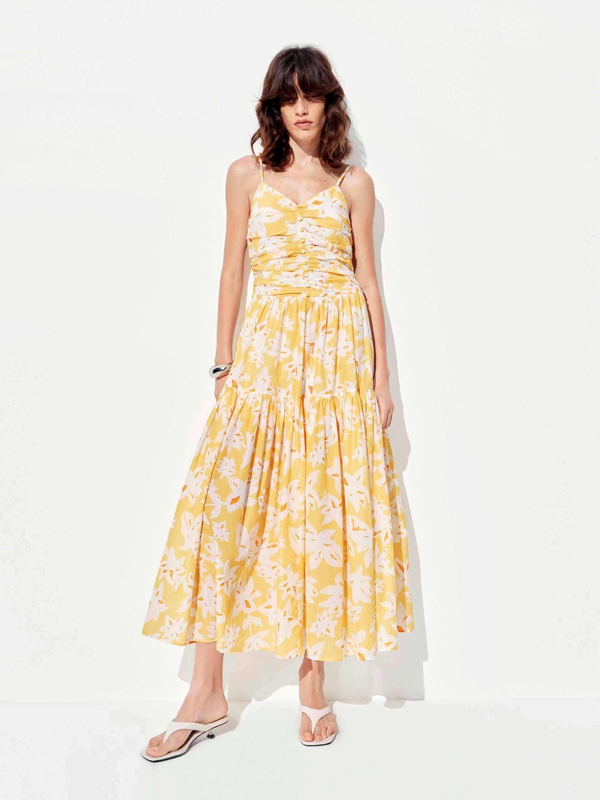 Pleated Cinched Waist Dress Functional Fit