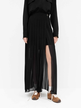 Mid-rise fit Weather Flex Pleated Detail Chiffon Skirt