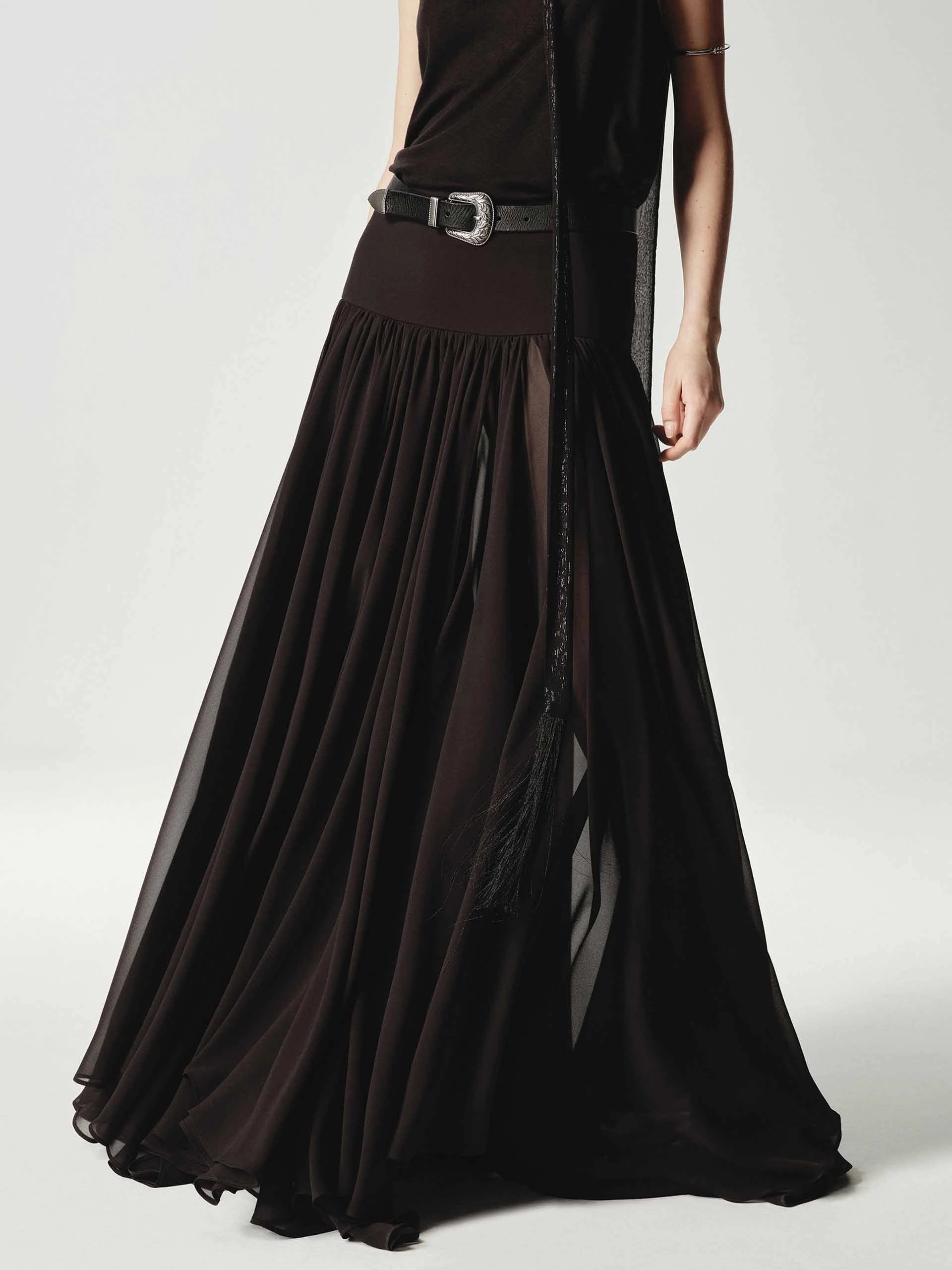 Commuter Fit Pleated Flowy Maxi Skirt