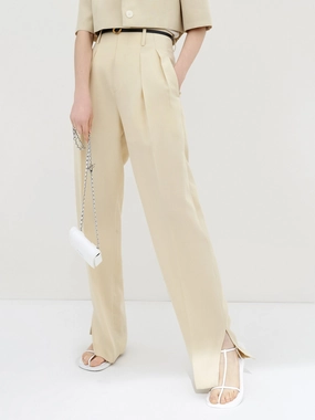 Casual Chic Pleated Suit Pants with Belt