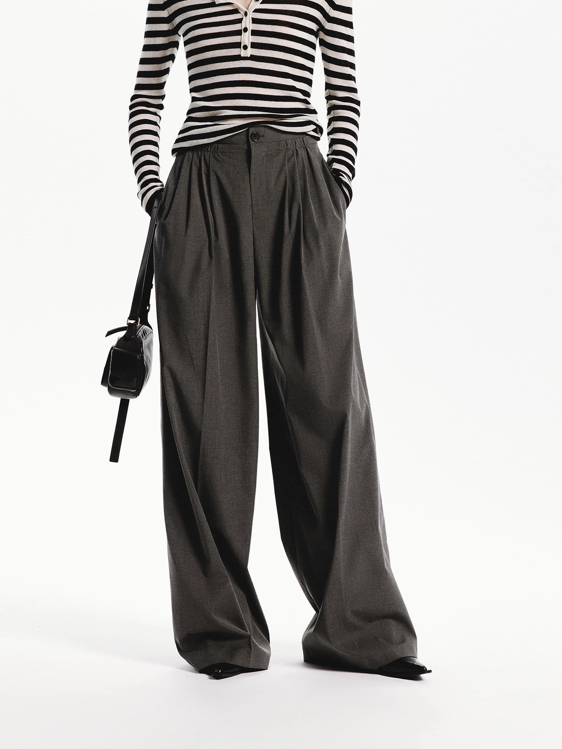 Pleated Wide Leg Pants All-Purpose Wear