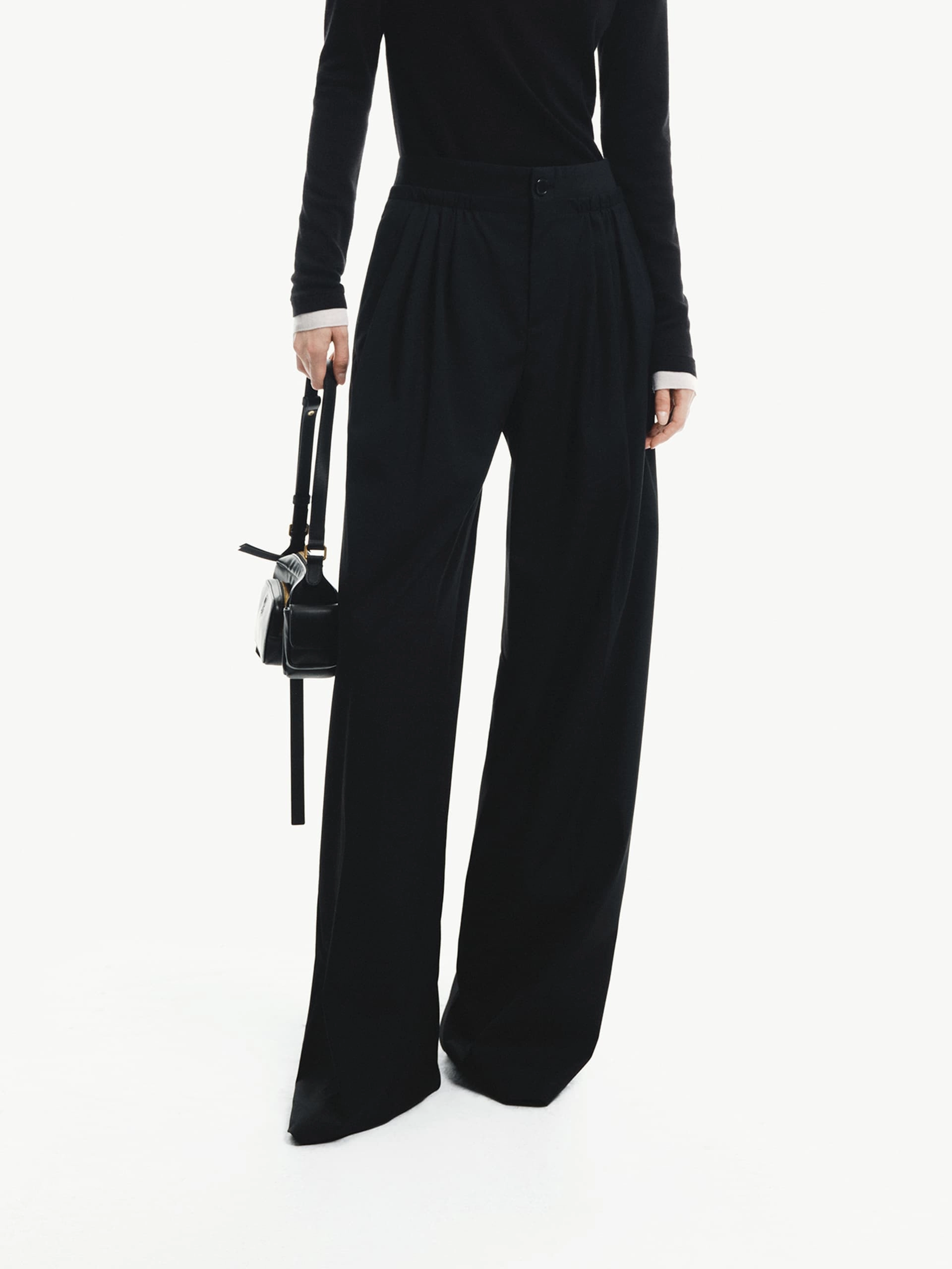 Pleated Wide Leg Pants Professional Wear Travel Fit