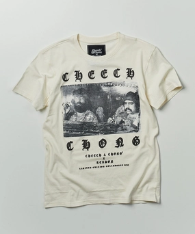 Plus Size Cheech & Chong Photo Short Sleeve Tee - Cream Stretch Material