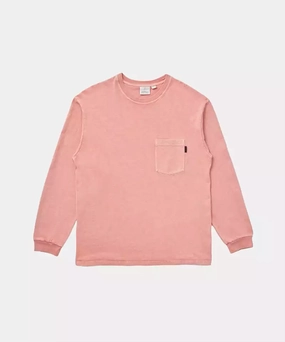 RibbedNeckBanding Compact Stitch Pattern Pocket L/S Tee