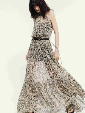 Soft Vibes Feminine flowing piece Leopard Print Silk Dress