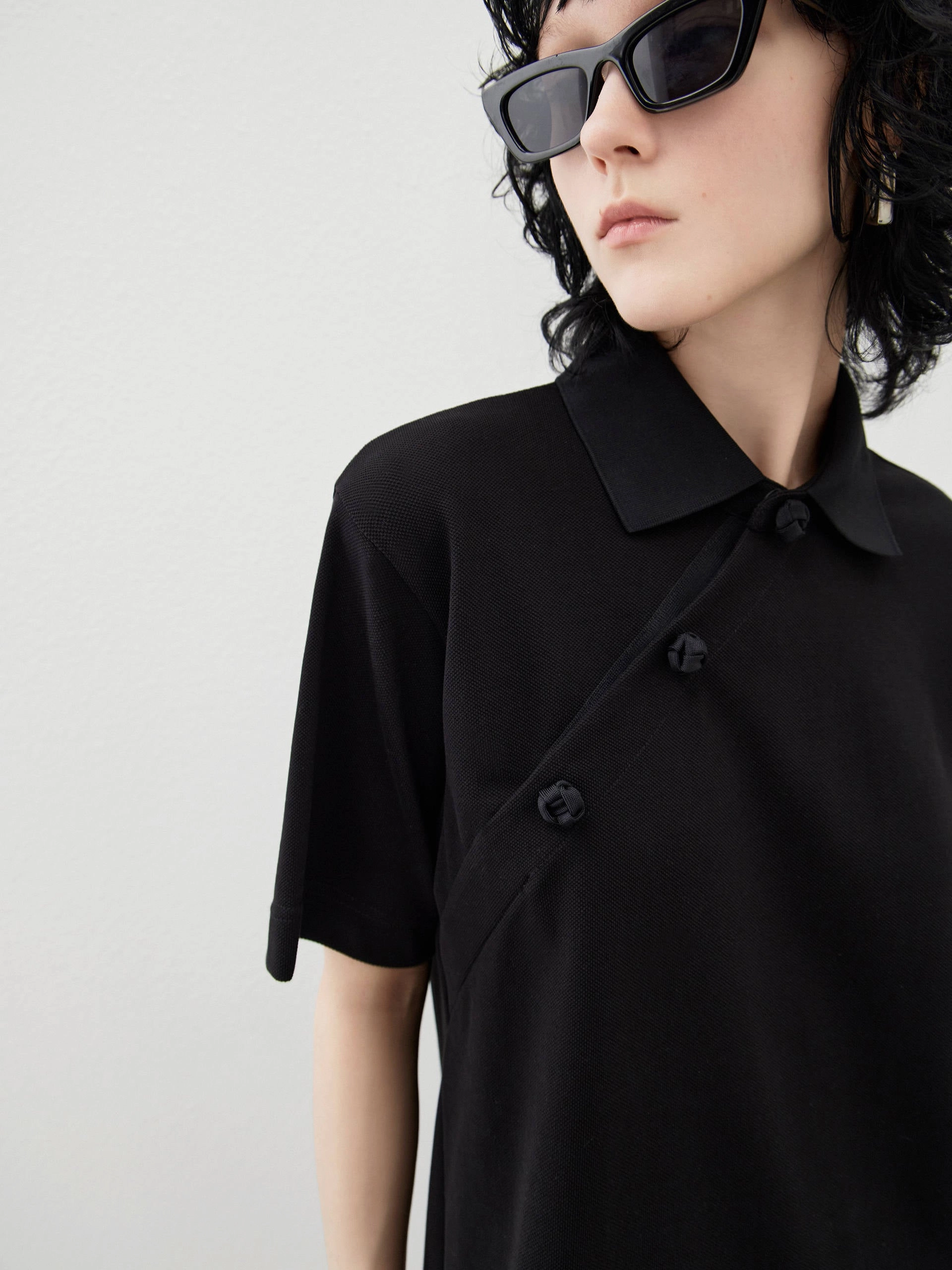 Vibrant Form Polo Collar Cotton Dress