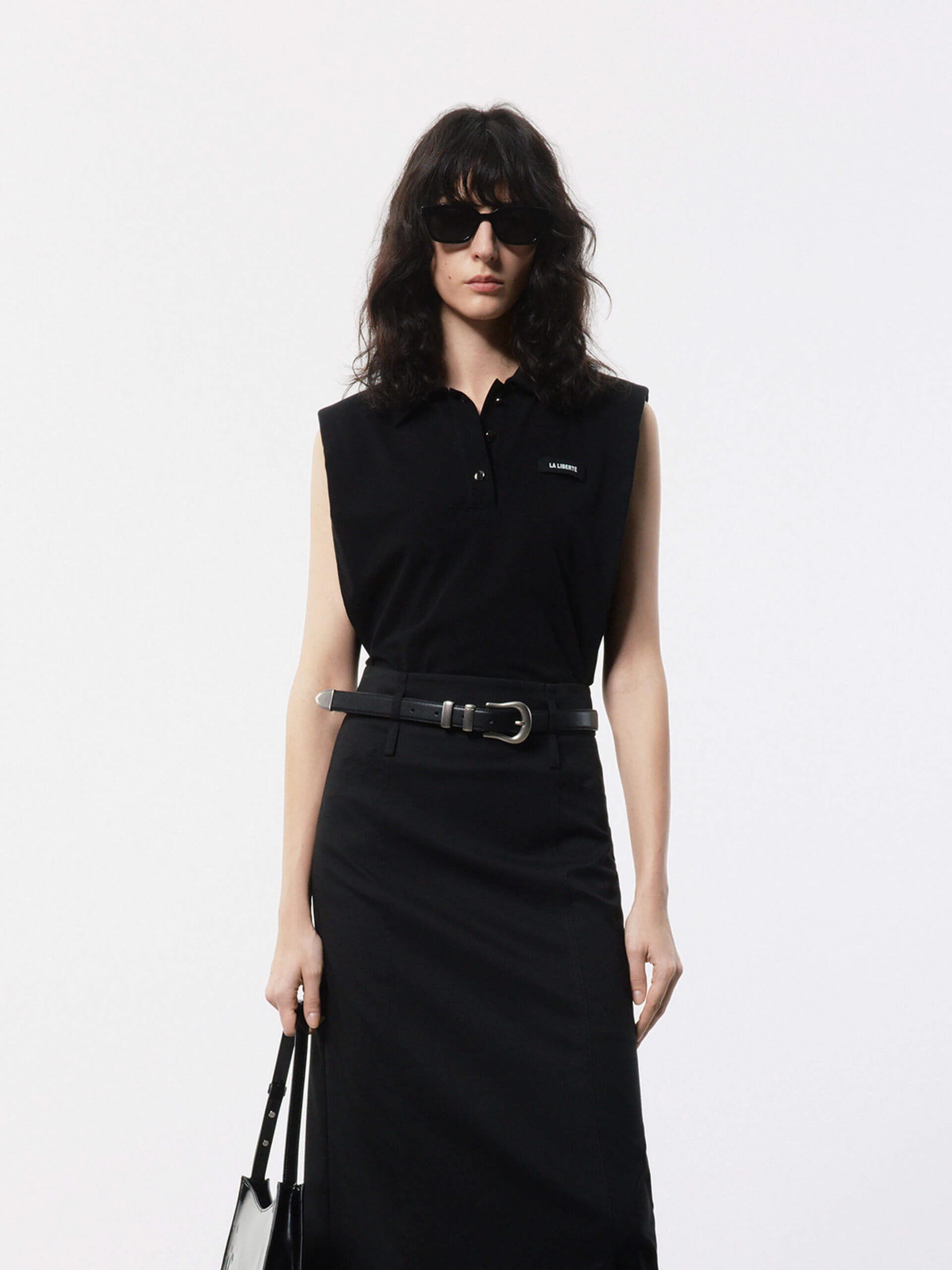 Polo Collar Cotton Top Slim Silhouette Tactile Soft Texture