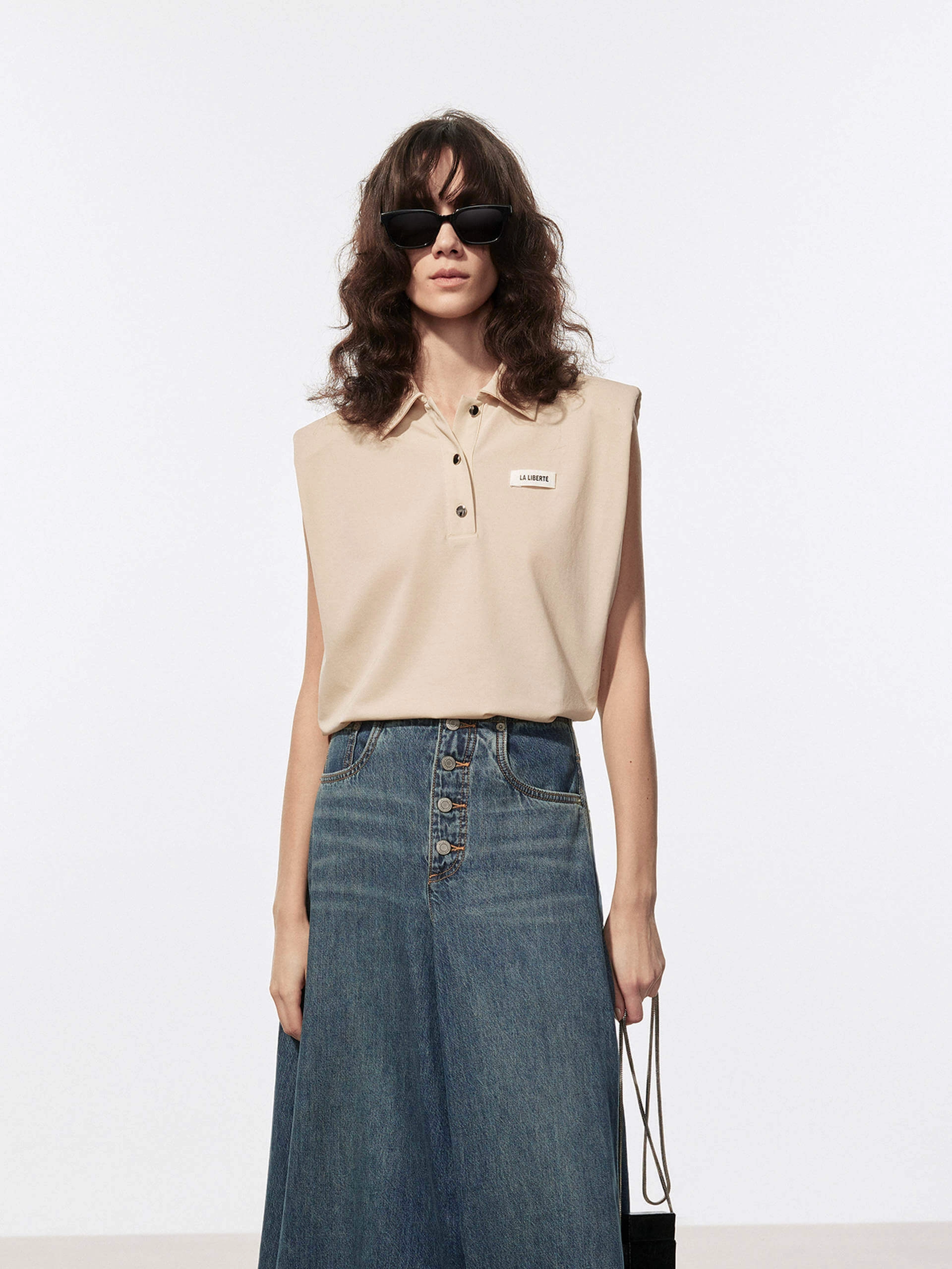 Polo Collar Cotton Top Durable Overlock Stitch