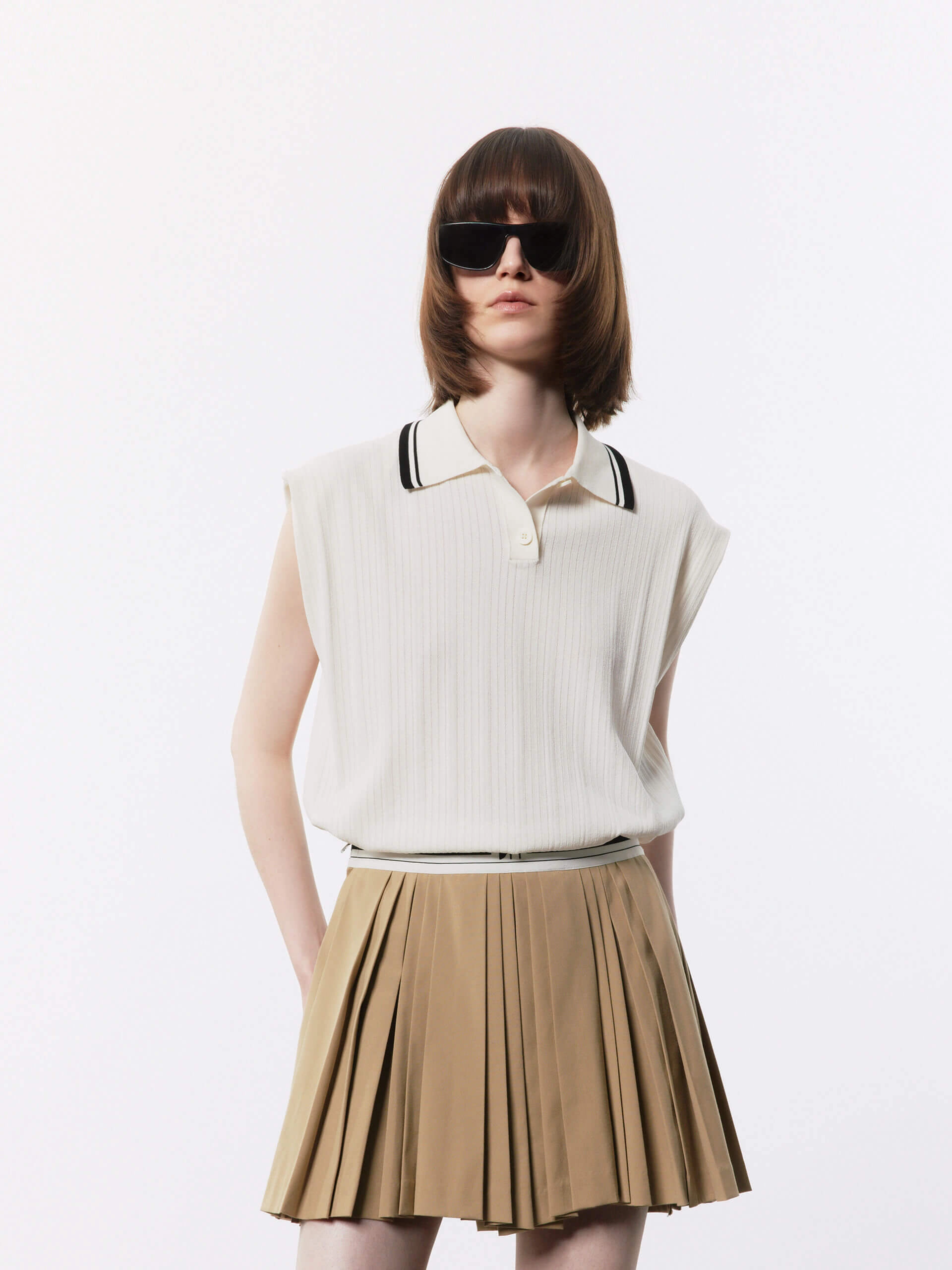 Polo Collar Sleeveless Top UV protection coating Breathable back panel