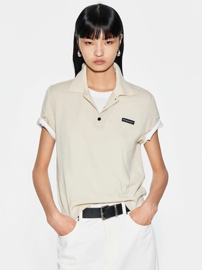 Polo Collar Wool Knit Top CompressionTechnology TailoredCut