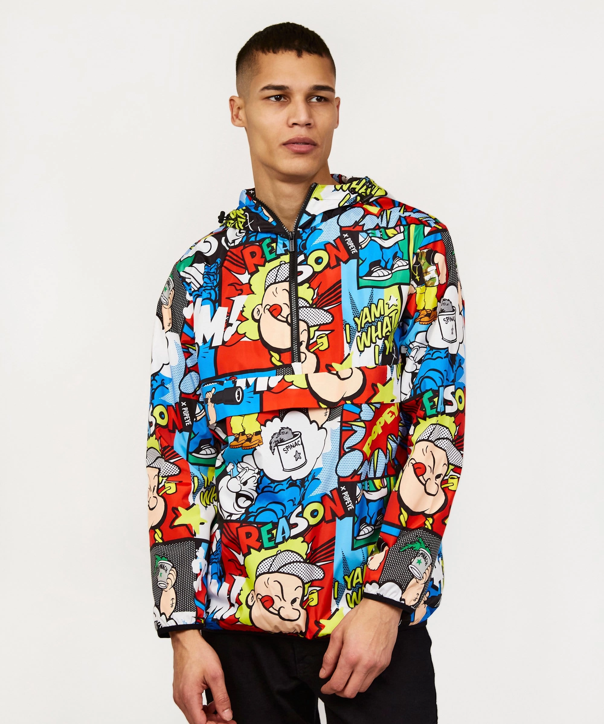 Popeye Half-Zip Allover Comic Print Anorak Relaxed Blouse