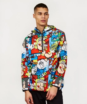 Popeye Half-Zip Allover Comic Print Anorak Relaxed Blouse