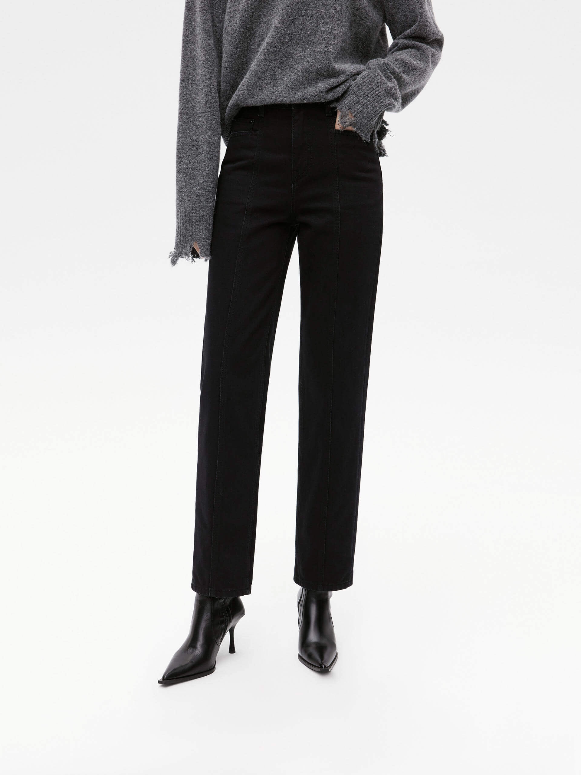Straight Leg Raw Detail Jeans Seasonal Wardrobe