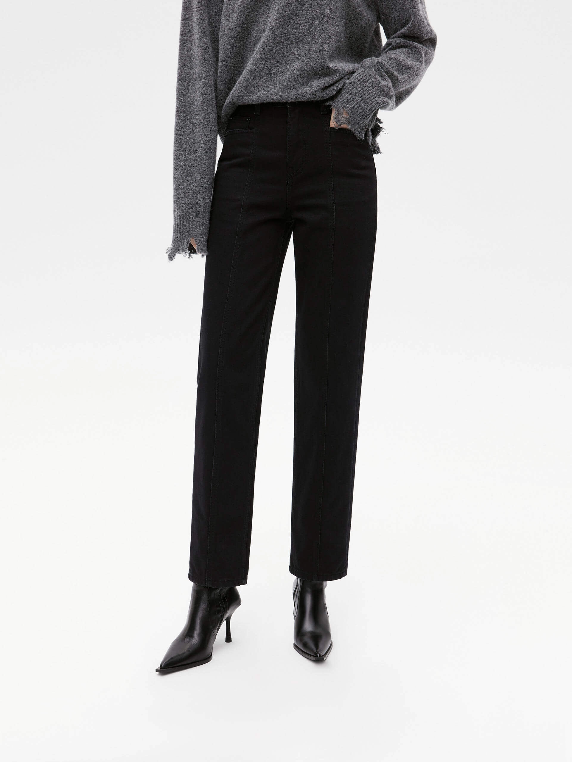 Breathable Minimalist Straight Leg Raw Detail Jeans
