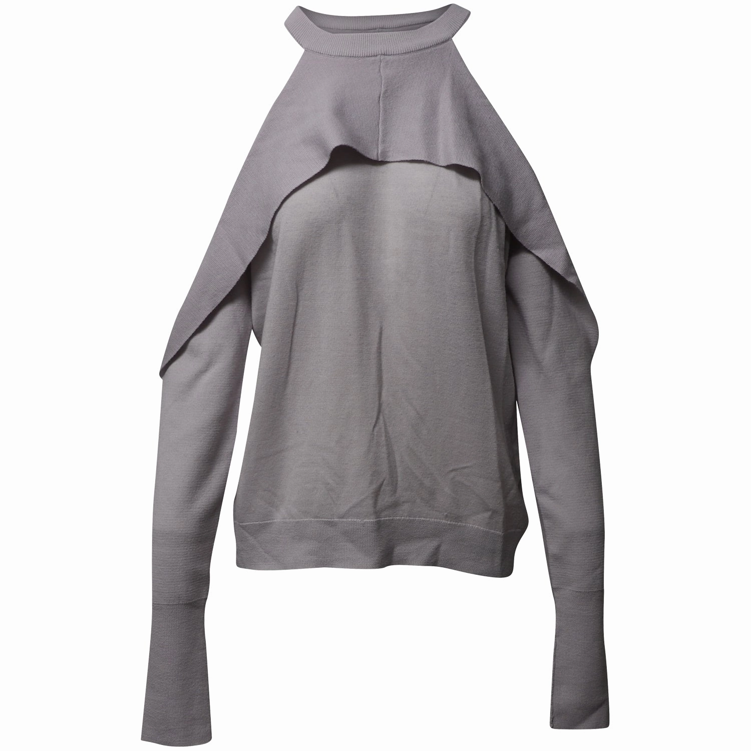 Casual Chic Look Dion Lee Cold Shoulder Sweater in Grey Merino Wool