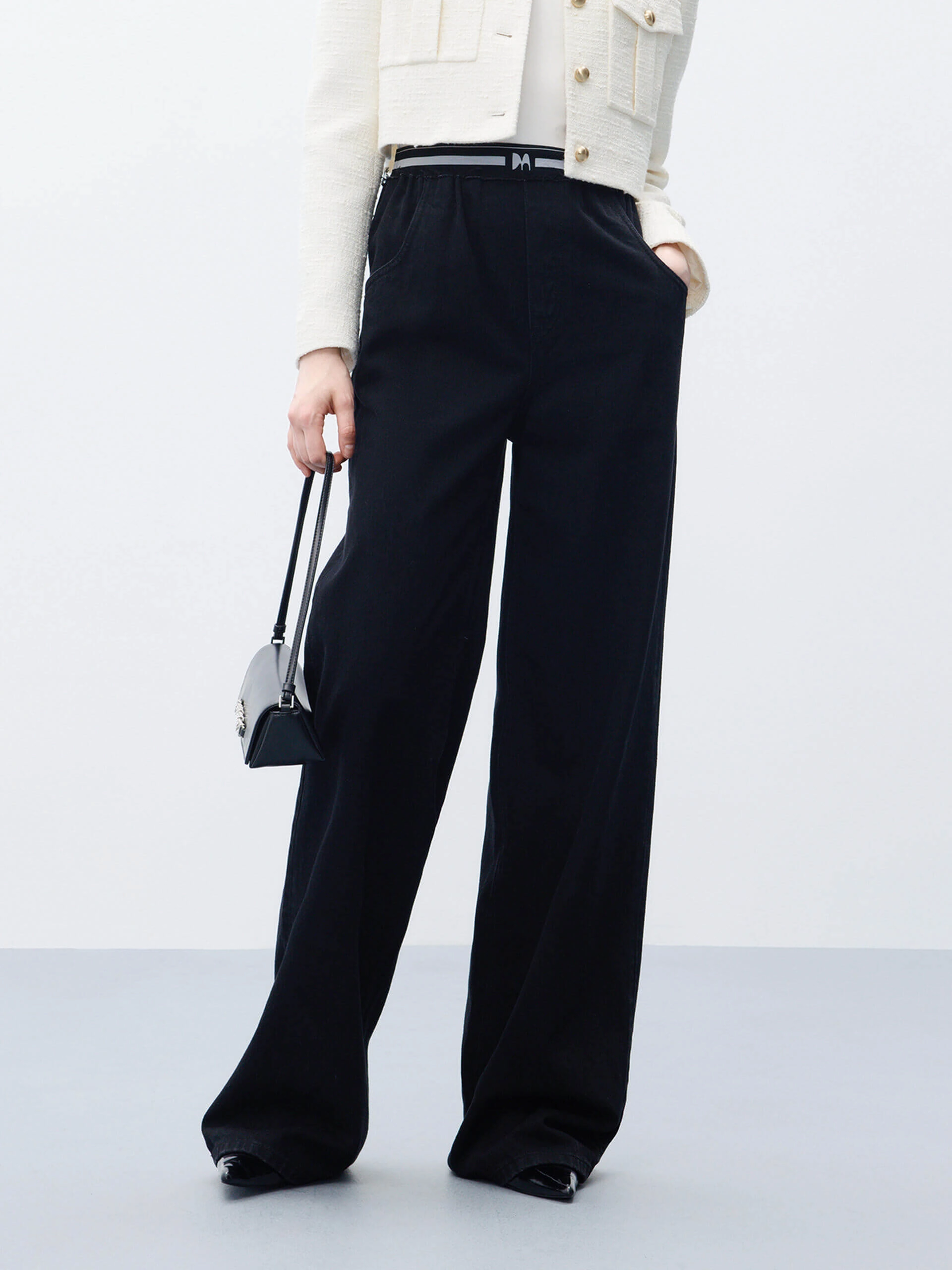 Elastic Waist Wide Leg Jeans Classic Appeal Casual Wear