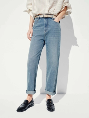 Functional Style Straight Cotton Wash Jeans