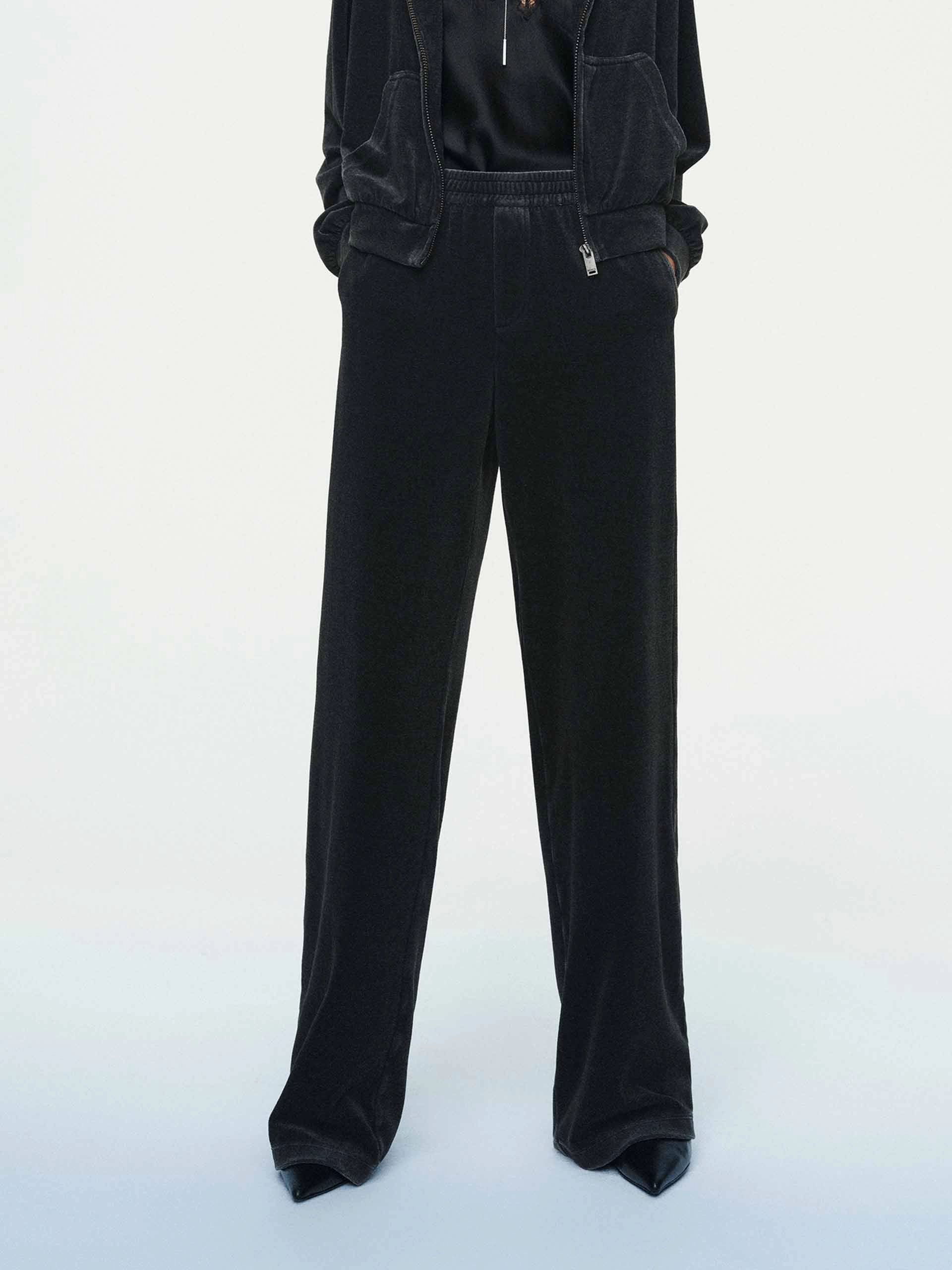 Soft Velvet Straight Trouser Layering Essential SecureZipperClosures