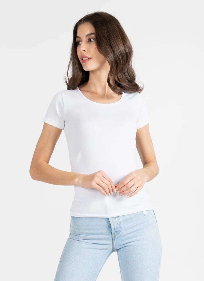 FoldableFeature Organic Cotton Blend Bamboo Short Sleeve Tee