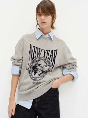 Relaxed Look Printed Cotton Sweatshirt