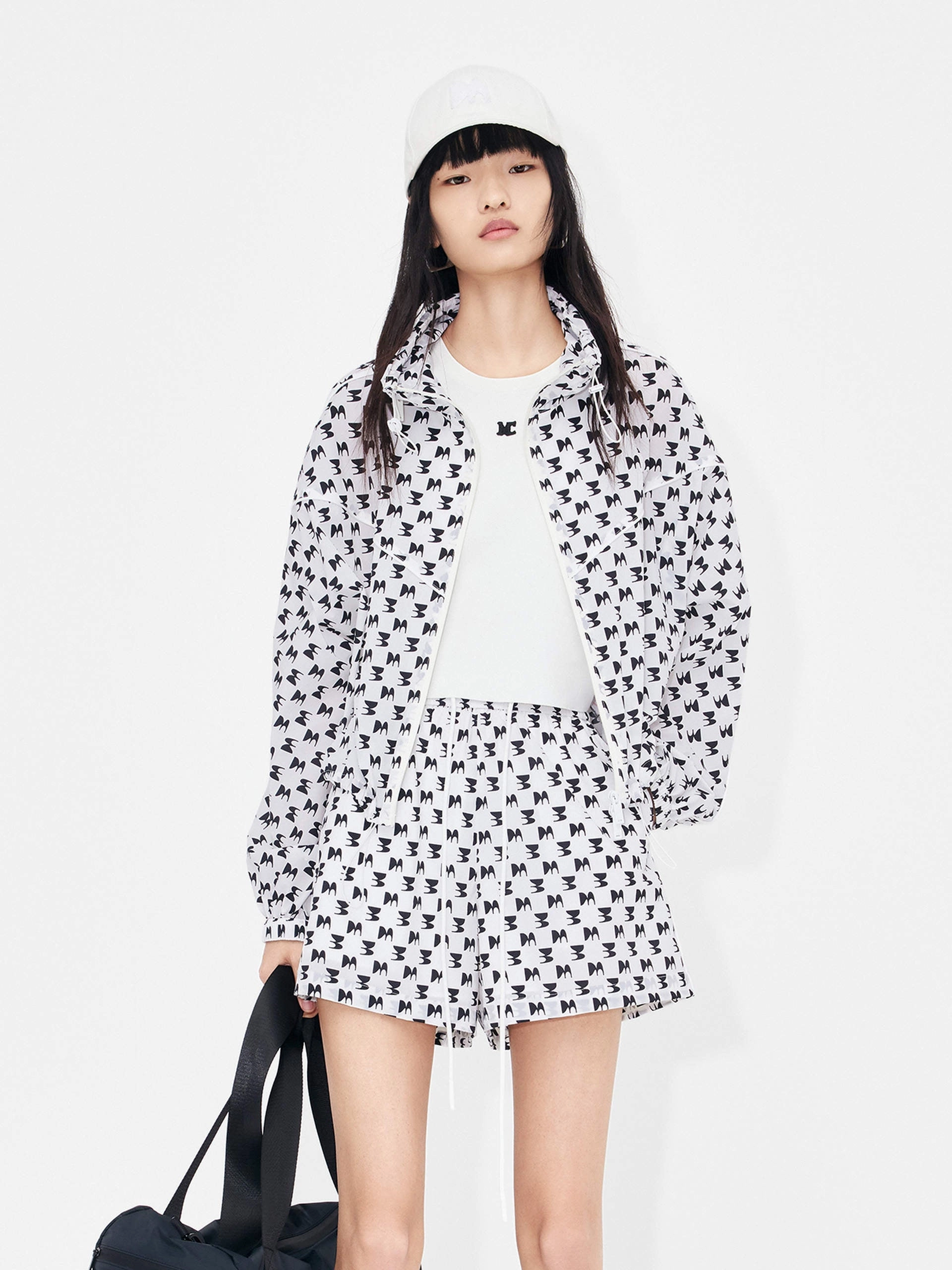 Printed Sheer Hoodie Jacket Linen Blend Fabric ZeroWaste Construction