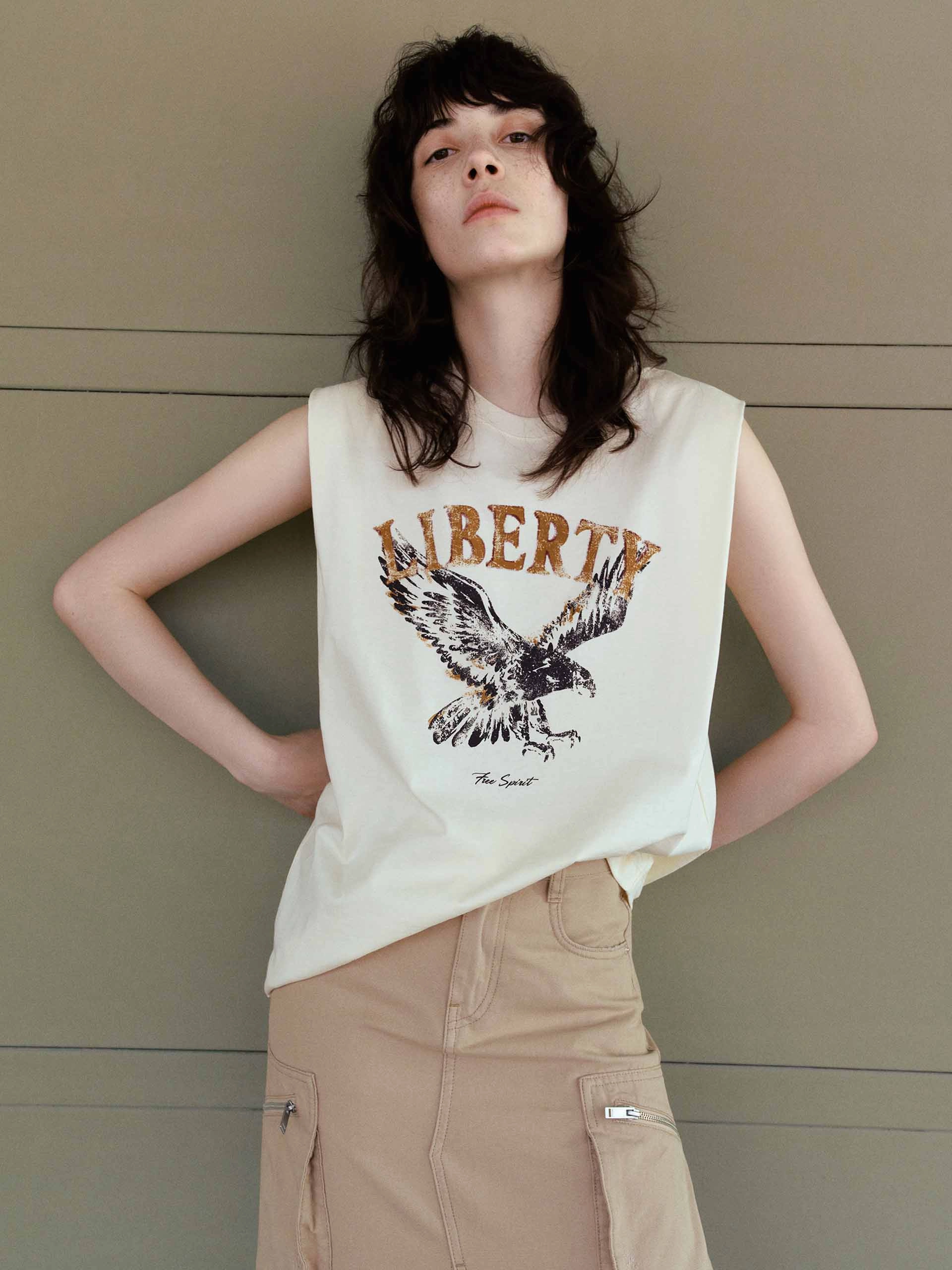 Printed Sleeveless T-shirt Smart Fit