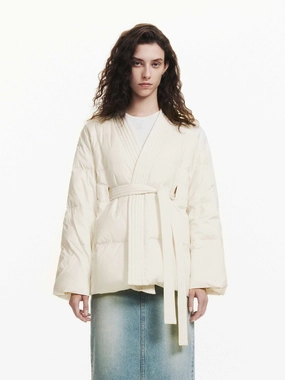 AbrasionResistant Surface VentilatedBackPanel Belted Quilted Down jacket