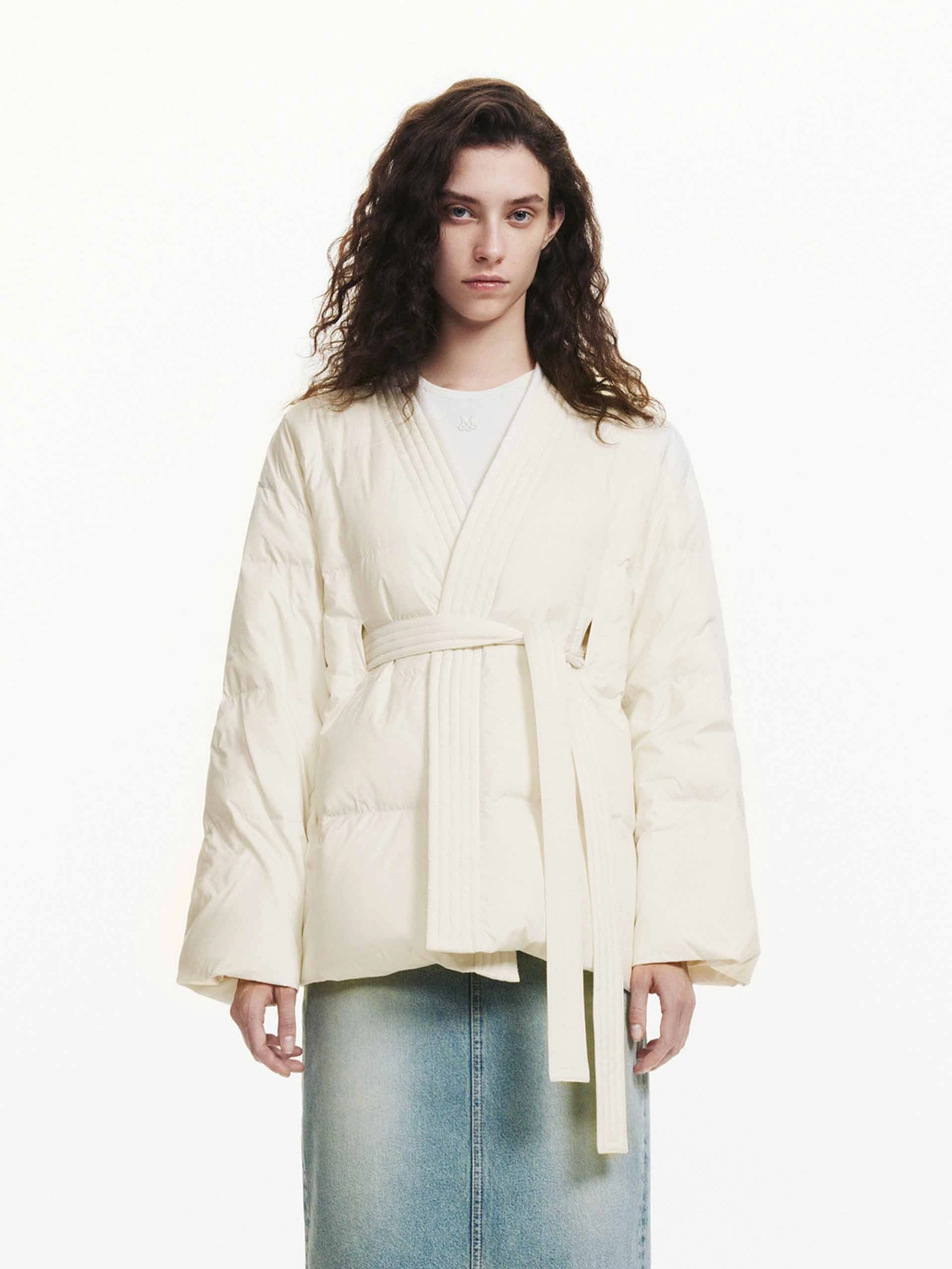 Belted Quilted Down jacket Casual Comfy Layer
