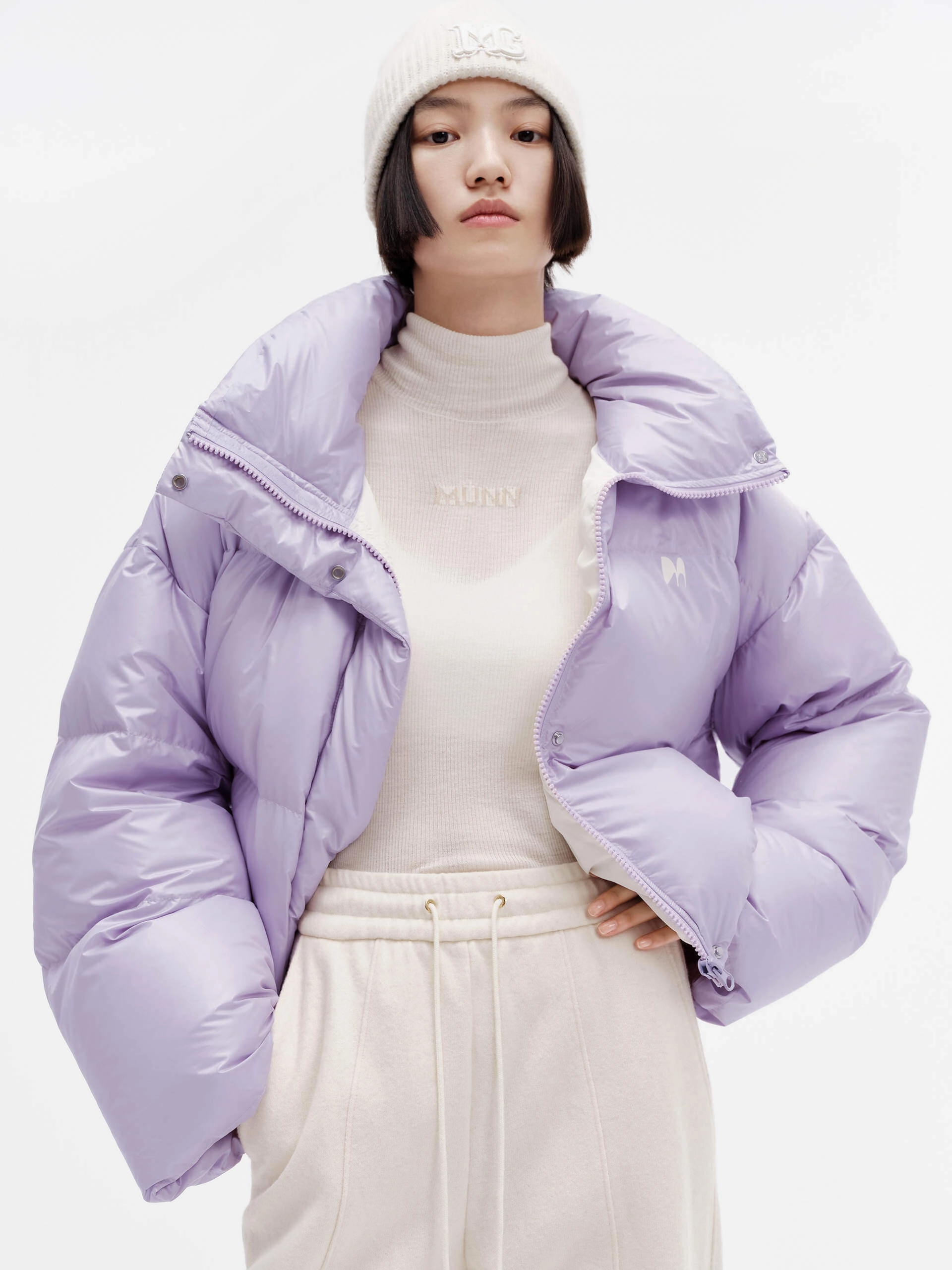 Puff Padded Cropped Jacket Eco Friendly Material AdjustableDrawcordHem