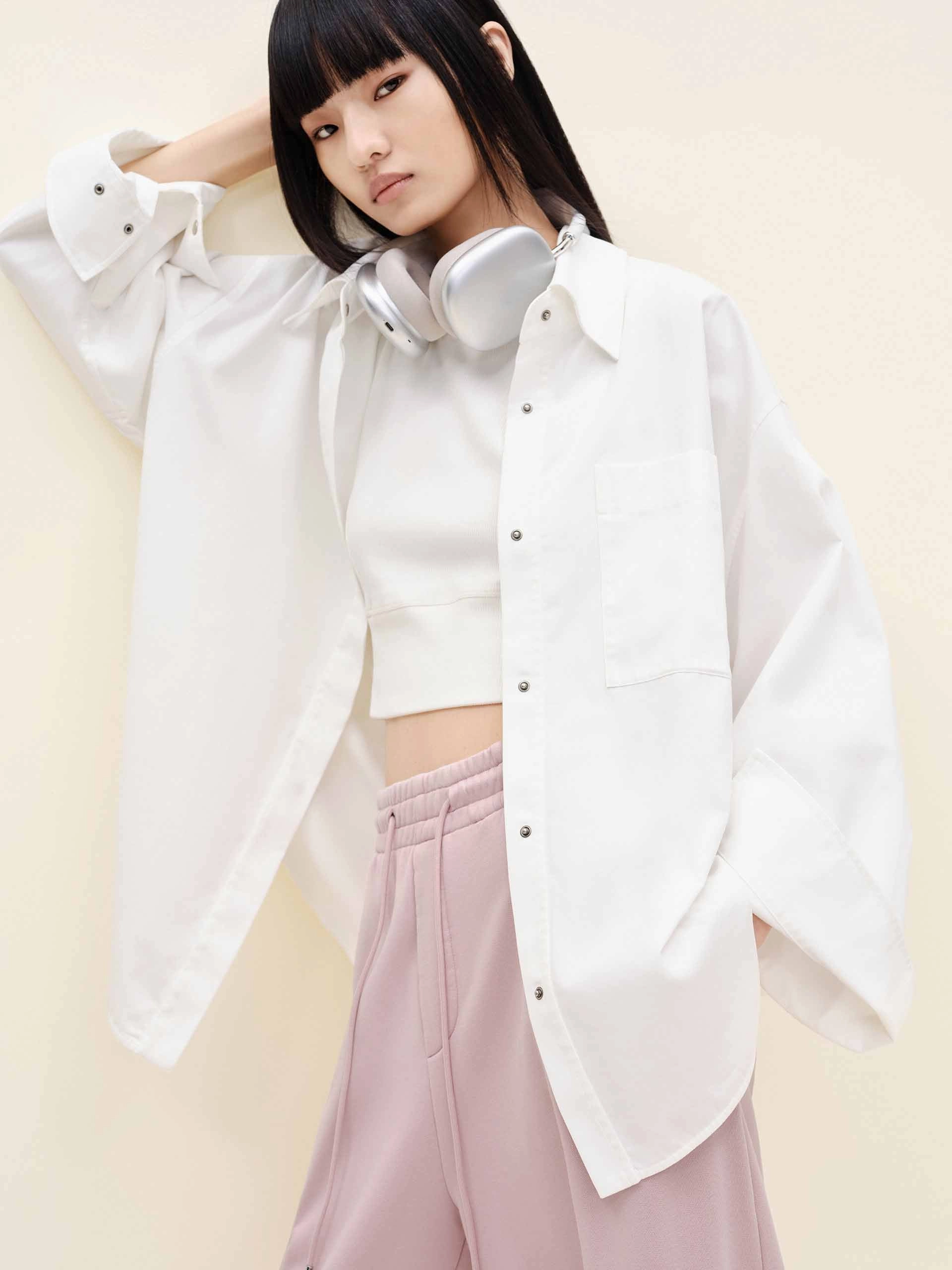 Weighted Hem GarmentWashed Texture Pure Cotton Loose Shirt
