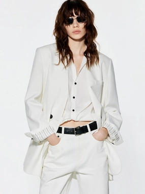 Structured Collarless Blazer Convertible Collar