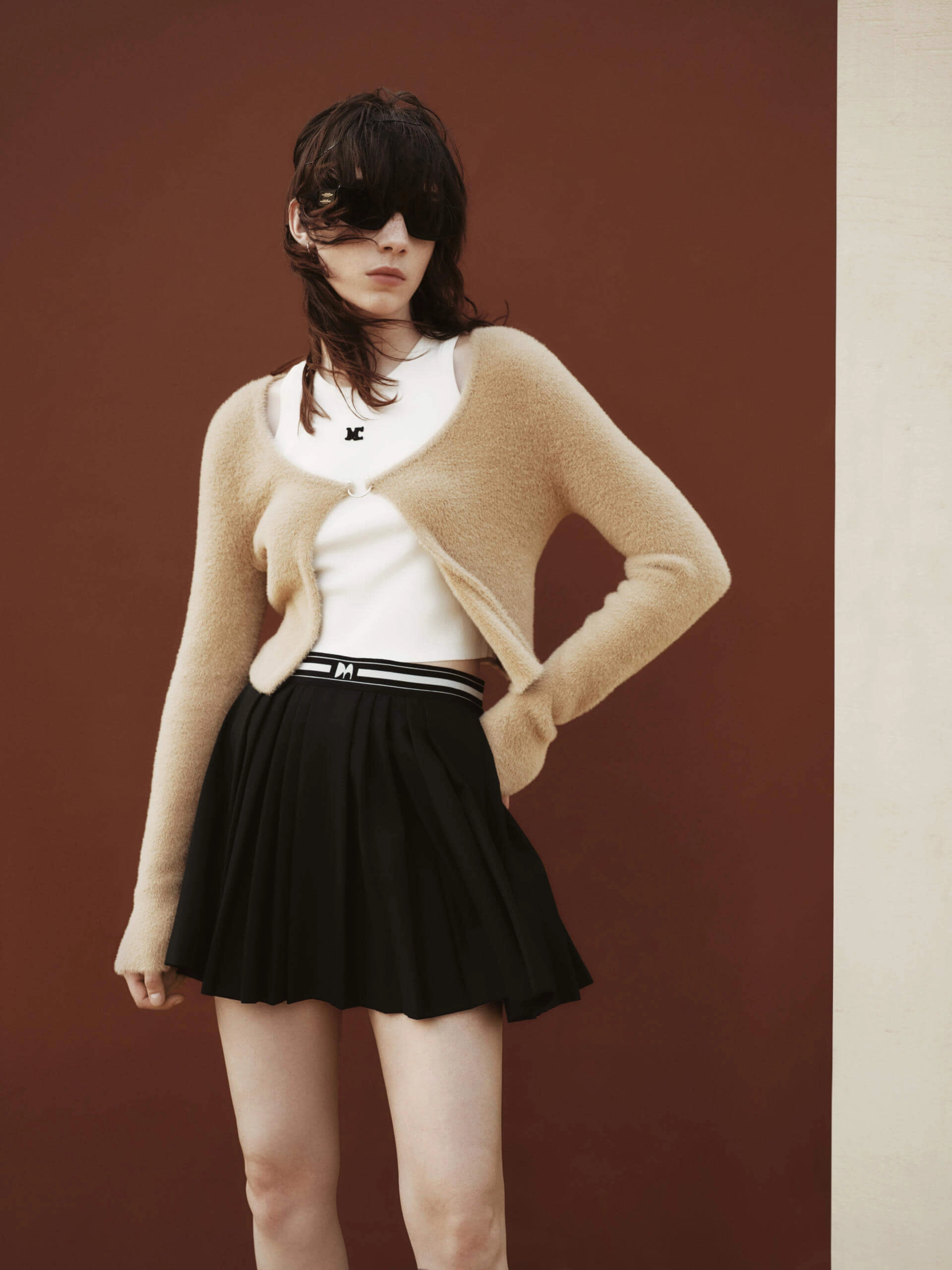 EcoDyeProcess Loose Tee Soft Knitted Cardigan Set