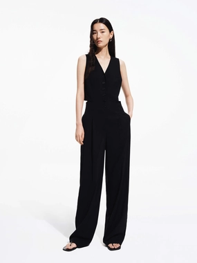 Tight Waist Cutout Waist Jumpsuit