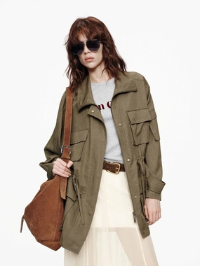 Drawstring Cargo Coat Cool Tone Eco Friendly