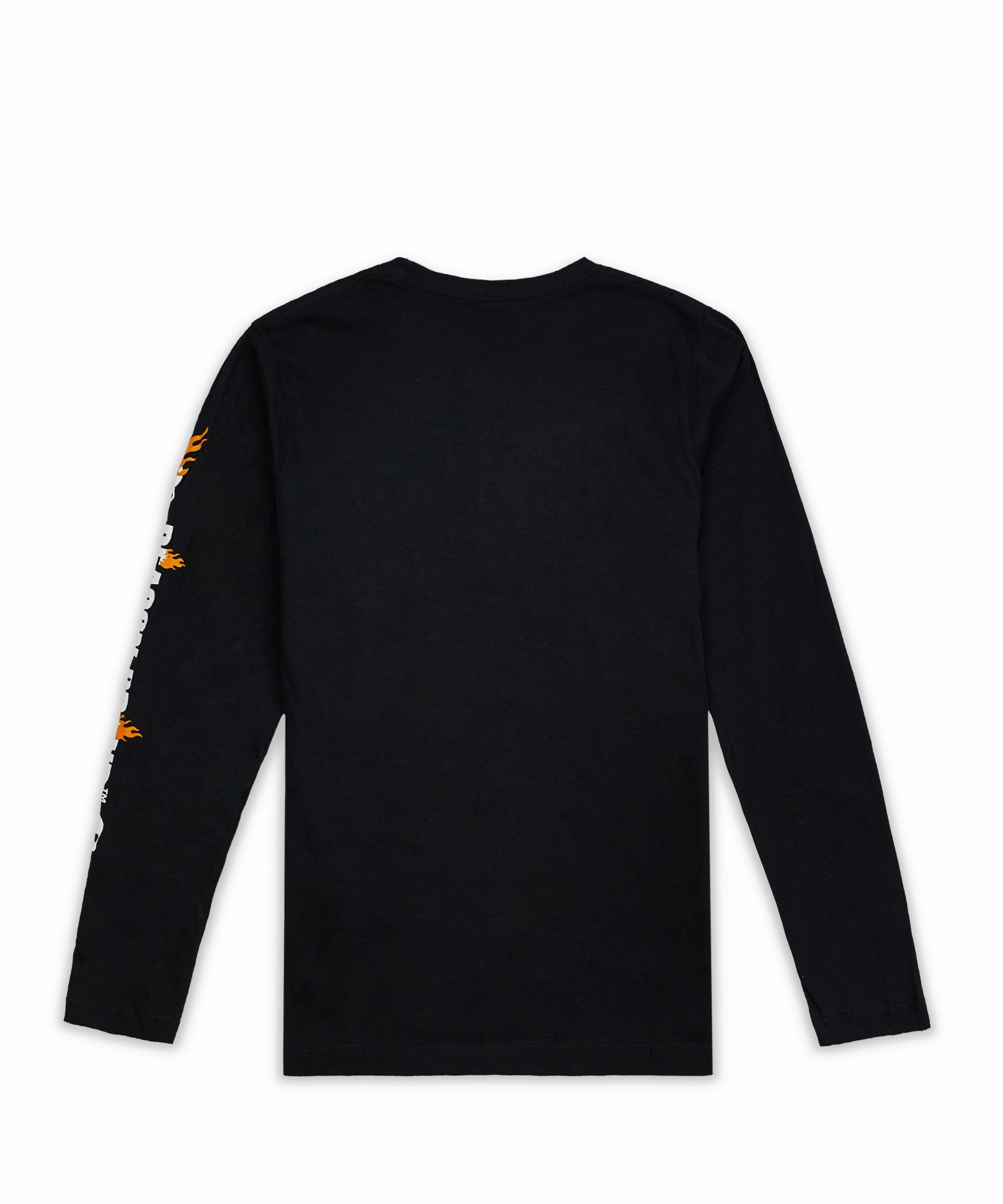 Brad Skull Flame Placement Print Long Sleeve Tee BreathableMeshInsert