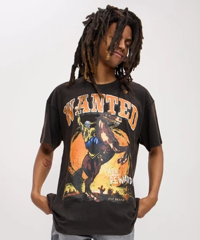 Torsion Support Structure Wanted Washed Short Sleeve Tee - Charcoal