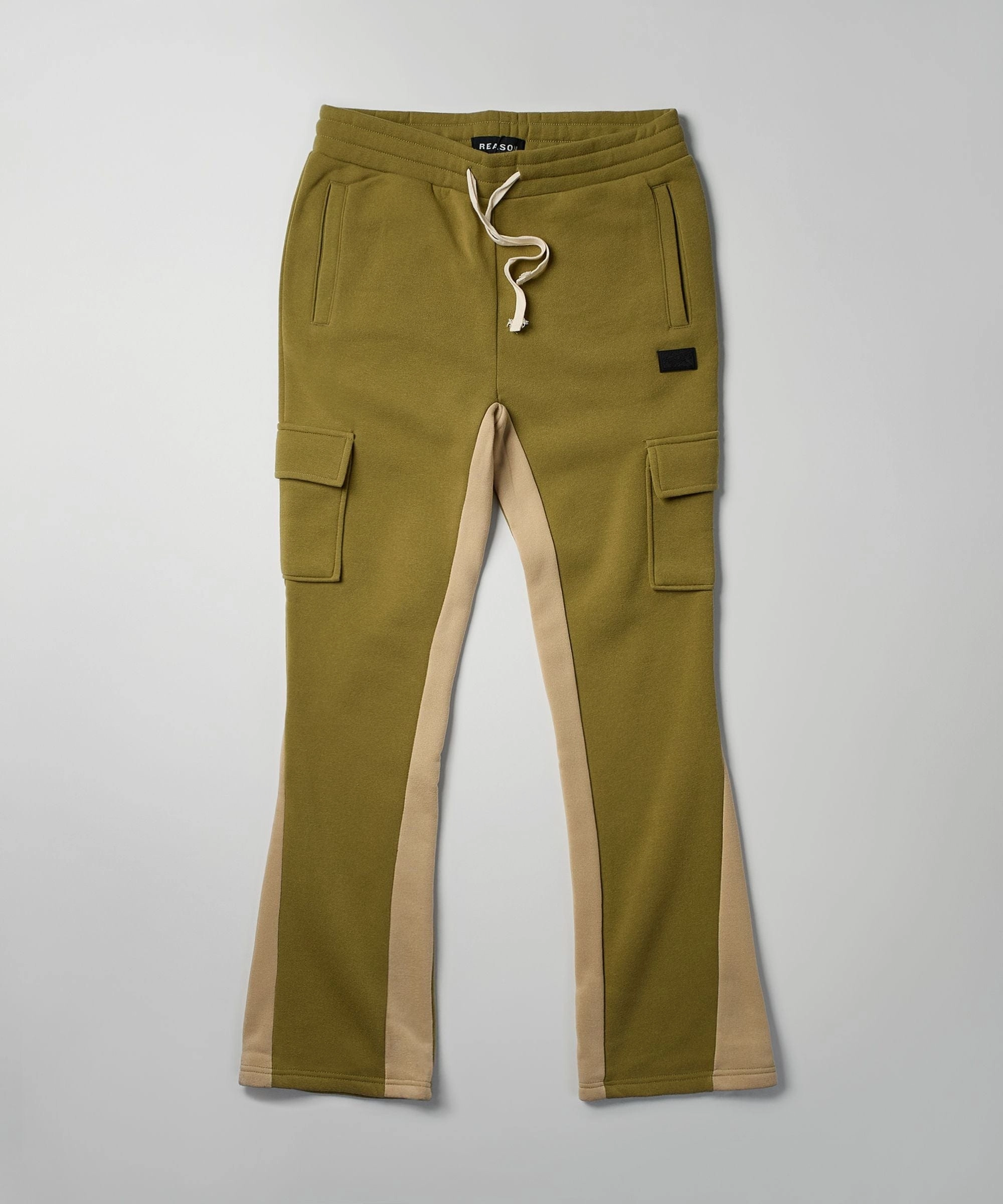 Sweat Wicking Liner Casual Flex Flare Stacked Fleece Sweatpants - Olive Green