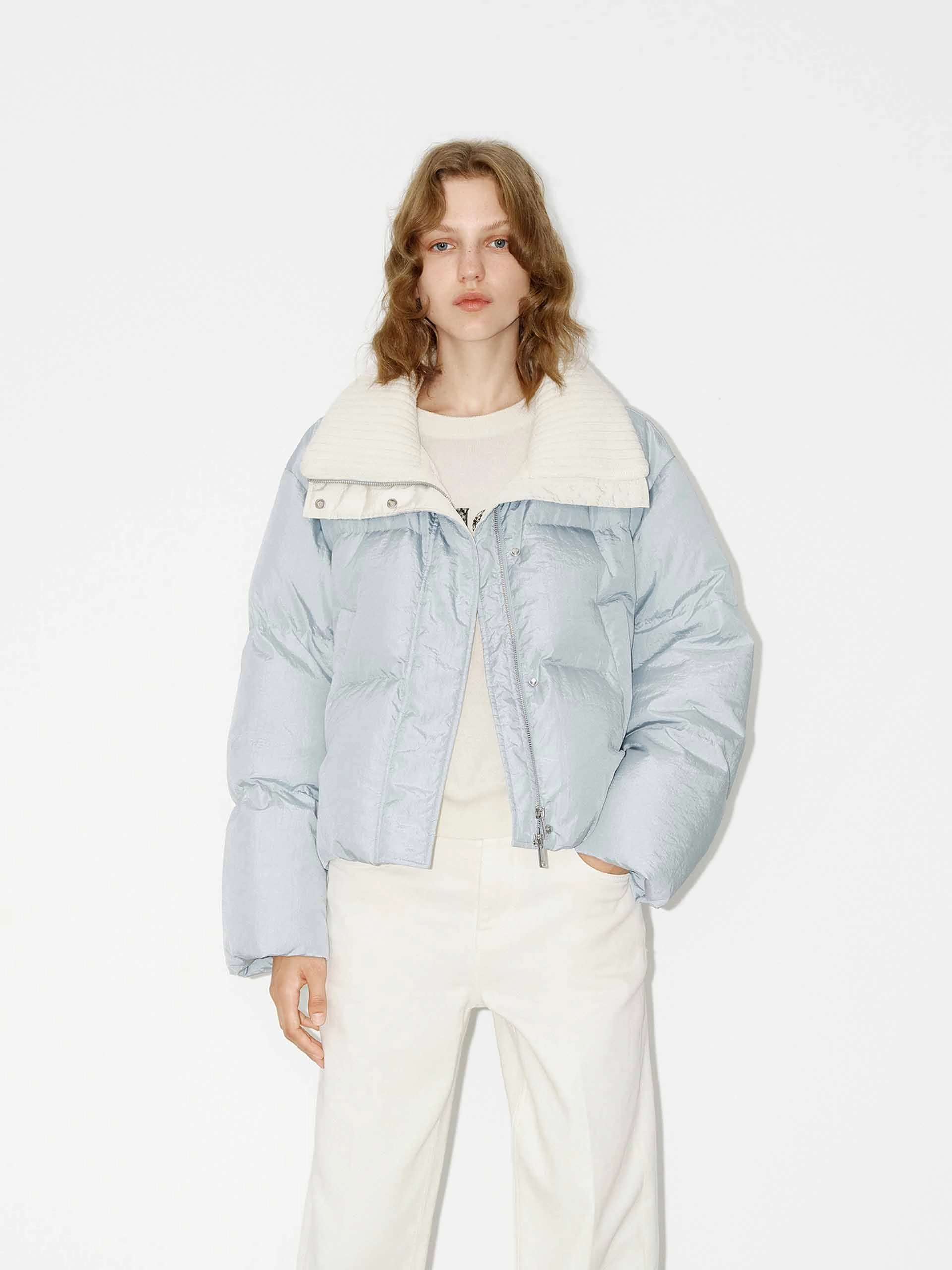 Wool Collar Short Down Jacket City Ready Style Body Mapped Ventilation