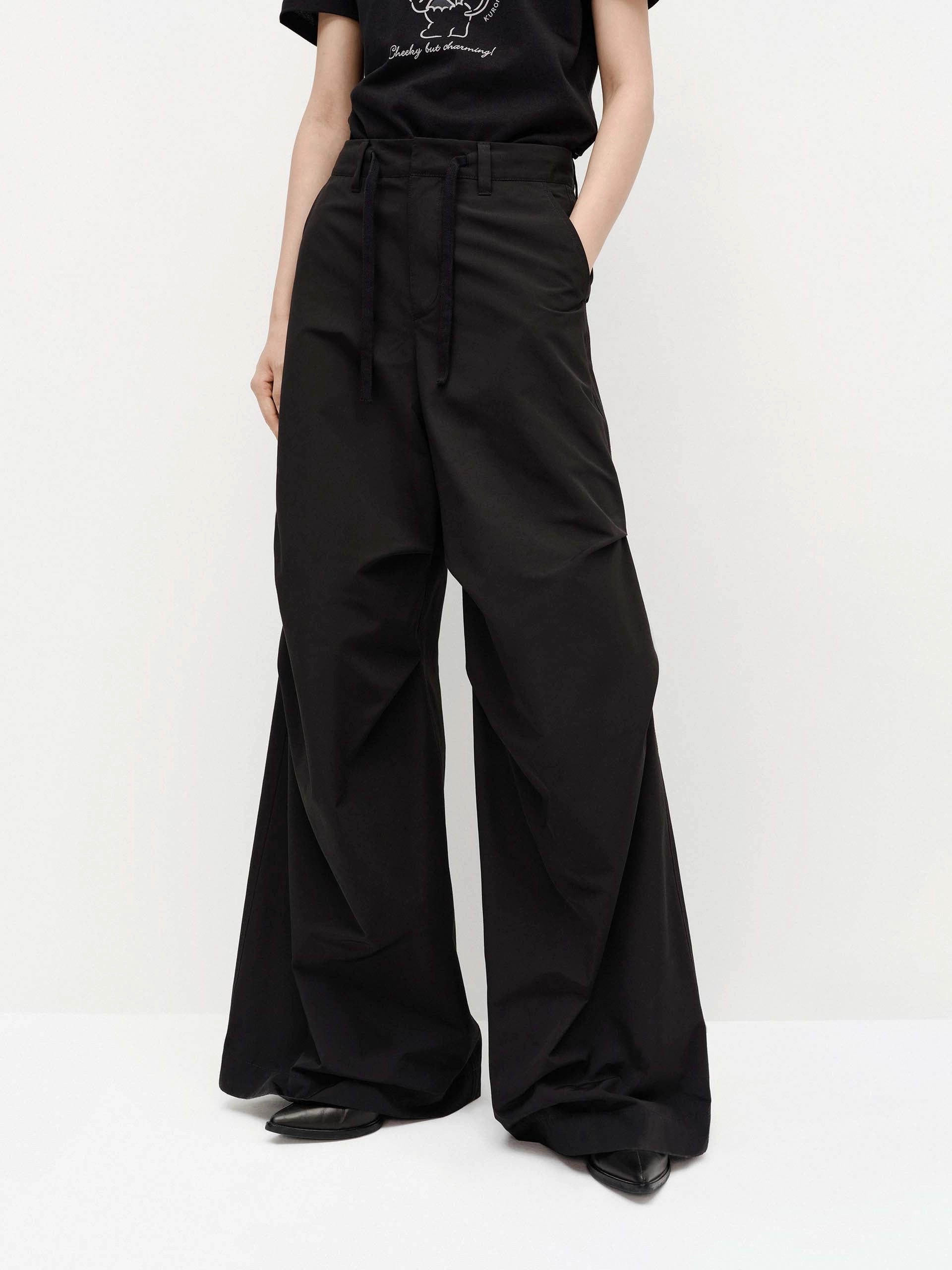 Easy Stretch Pleated Wide Leg Cargo Pants