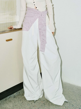 Pleated Wide Leg Cargo Pants Laser Cut Perforations QuickReleaseClosures