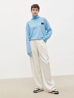 soft fit Wool Blend Wide Leg Suit Pants
