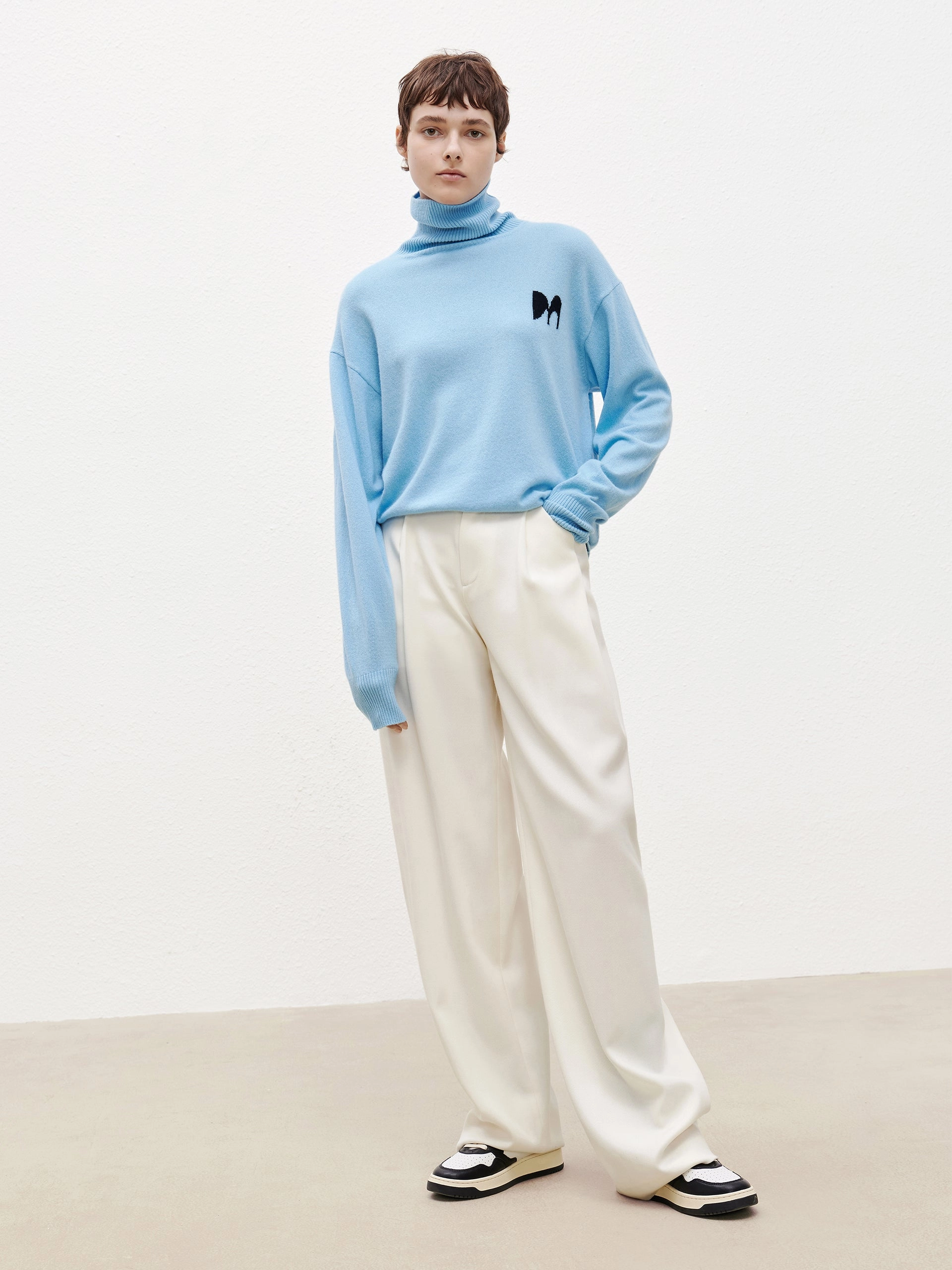 Wool Blend Wide Leg Suit Pants Effortless Look