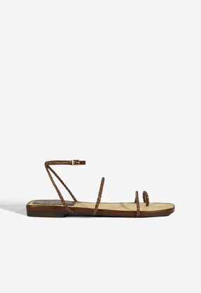 Flexible Museum Glow Kaya Brown Leather Flat Sandal