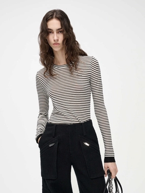 Striped Slim Fit Wool T-shirt cyber monday