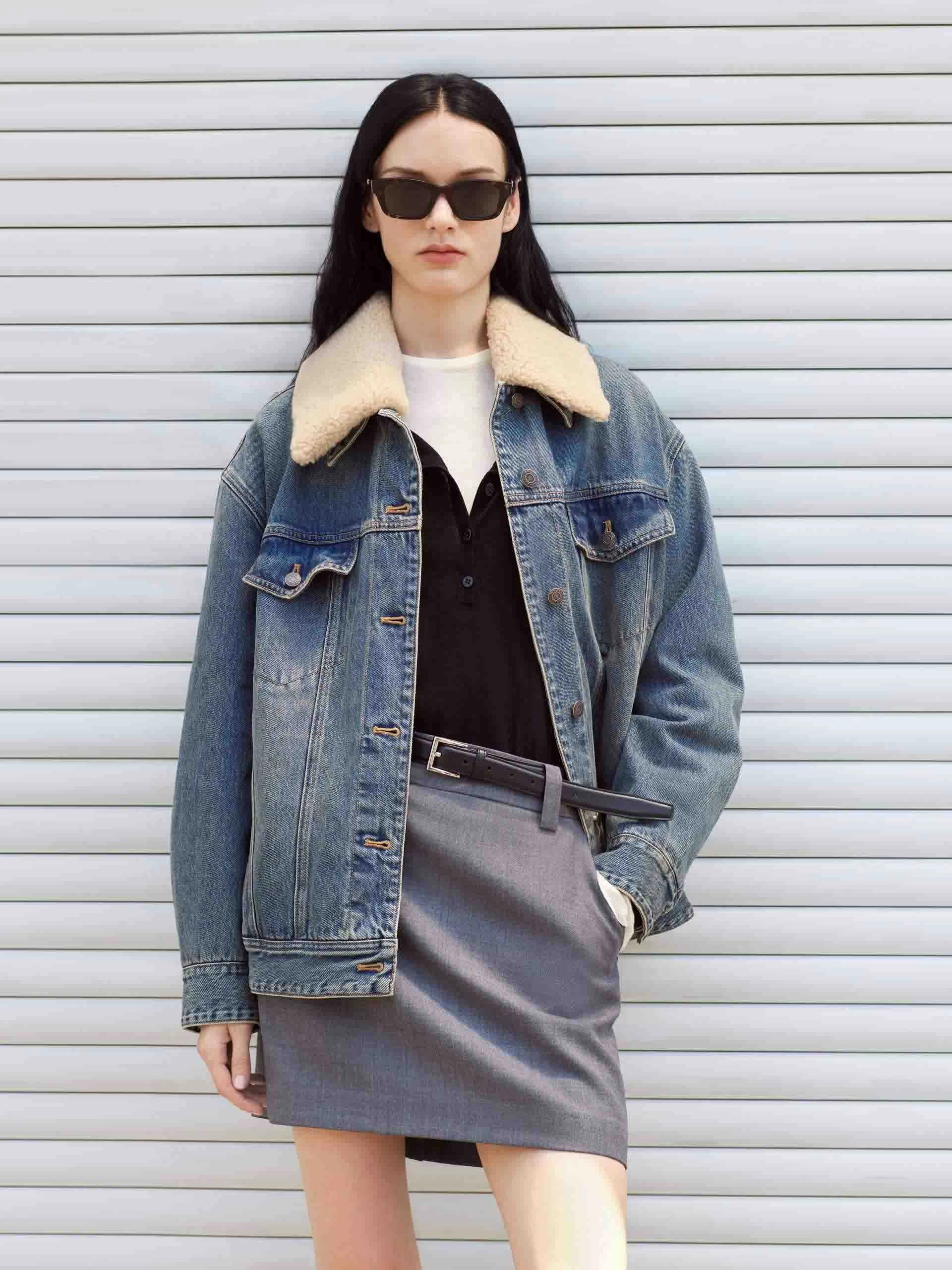 City Wear Detachable Collar Denim Jacket