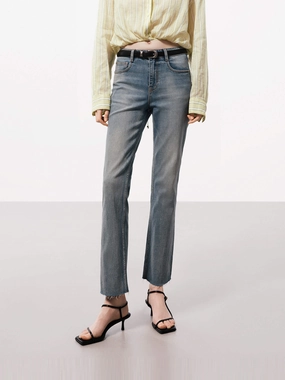 Traveler Gear Morning Stroll Low Maintenance Ankle Raw Detail Denim Jeans