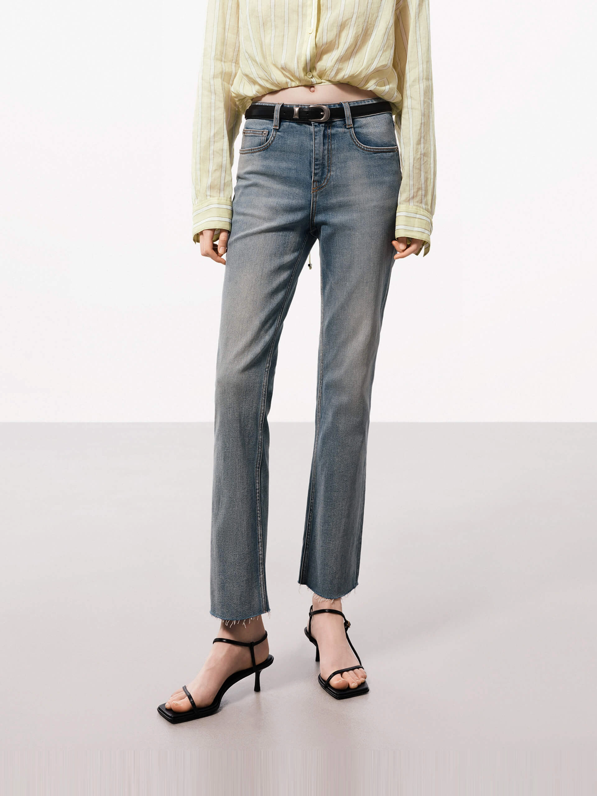 Traveler Gear Morning Stroll Low Maintenance Ankle Raw Detail Denim Jeans