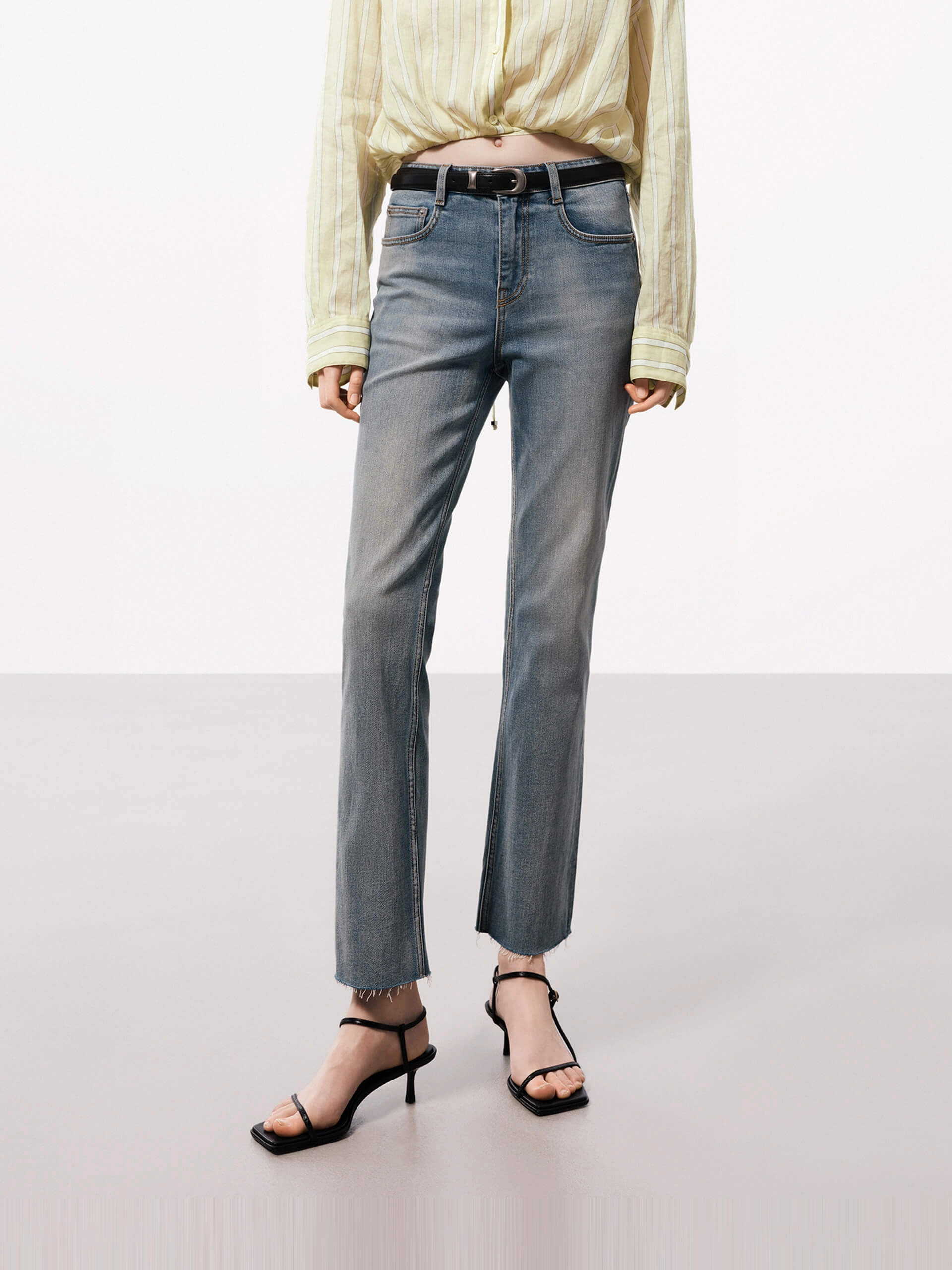 Party Look Couple Look Earthy Ankle Raw Detail Denim Jeans